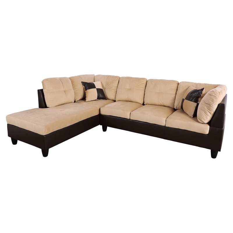 Star Home Living Corp Timmy Microfiber Fabric Left Facing Sectional in Beige