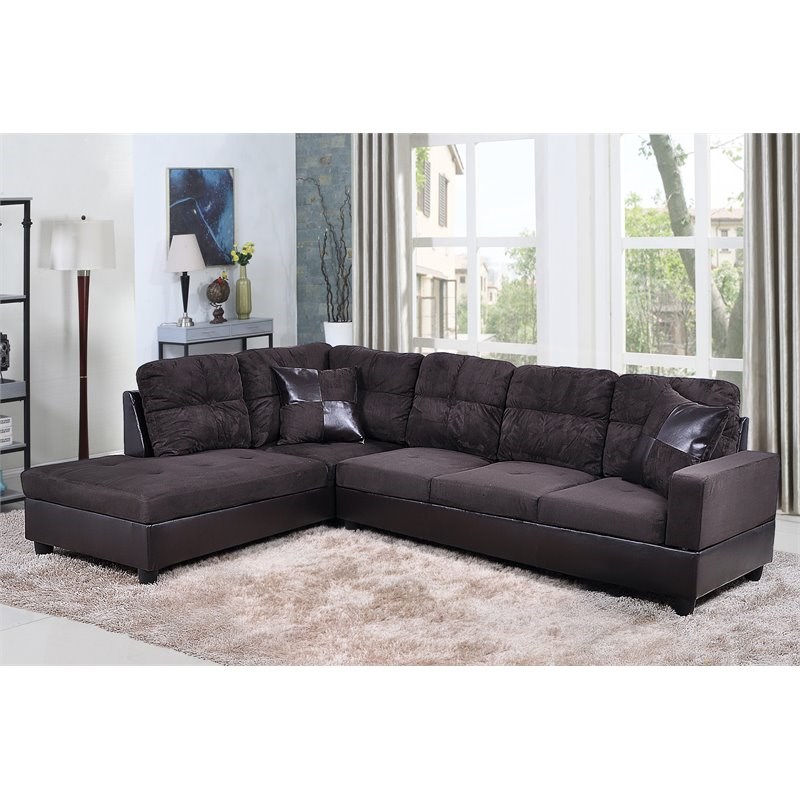 Star Home Living Corp Timmy Microfiber Fabric Left Facing Sectional in Espresso