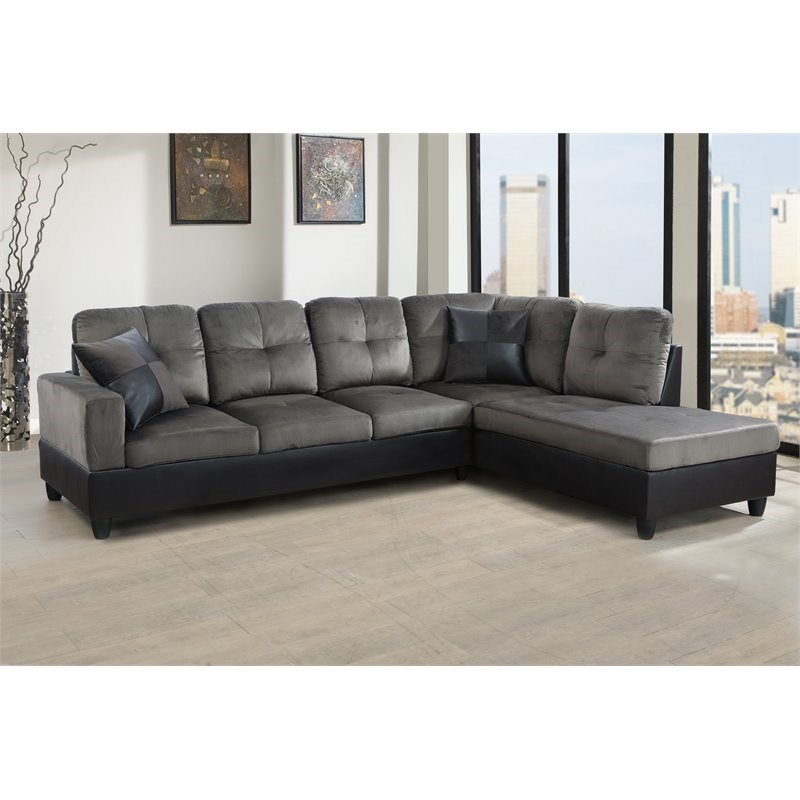 Star Home Living Corp Chris Fabric Right Facing Sectional in Taupe Gray