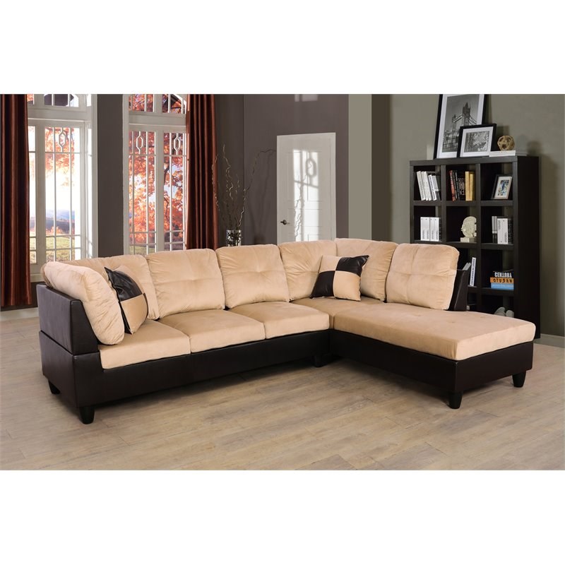 Star Home Living Corp Chris Microfiber Fabric Right Facing Sectional in Beige