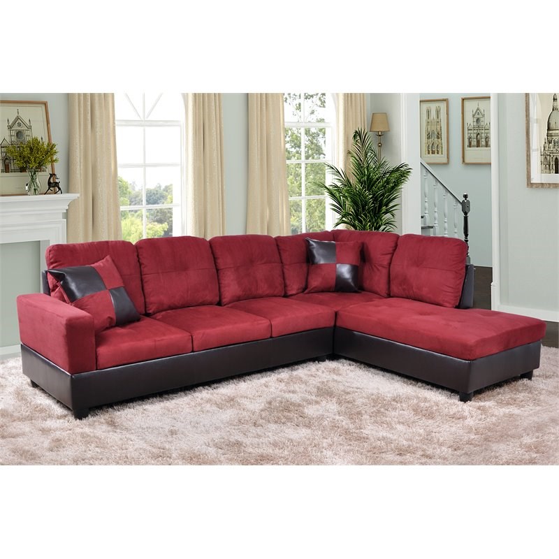 Star Home Living Corp Chris Microfiber Fabric Right Facing Sectional in Red