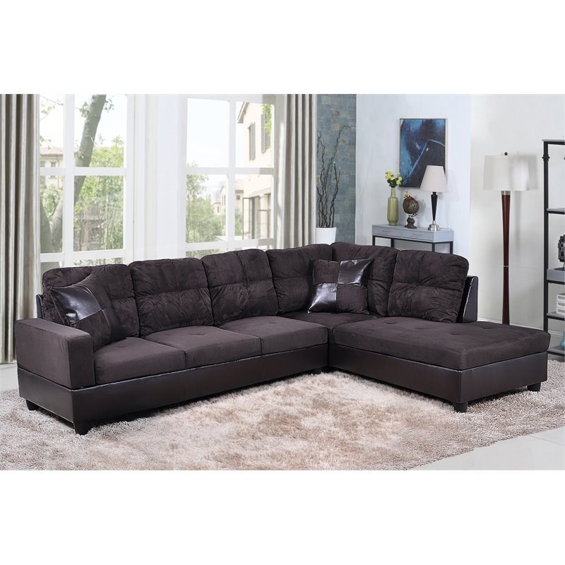 Star Home Living Corp Chris Microfiber Fabric Right Facing Sectional in Espresso