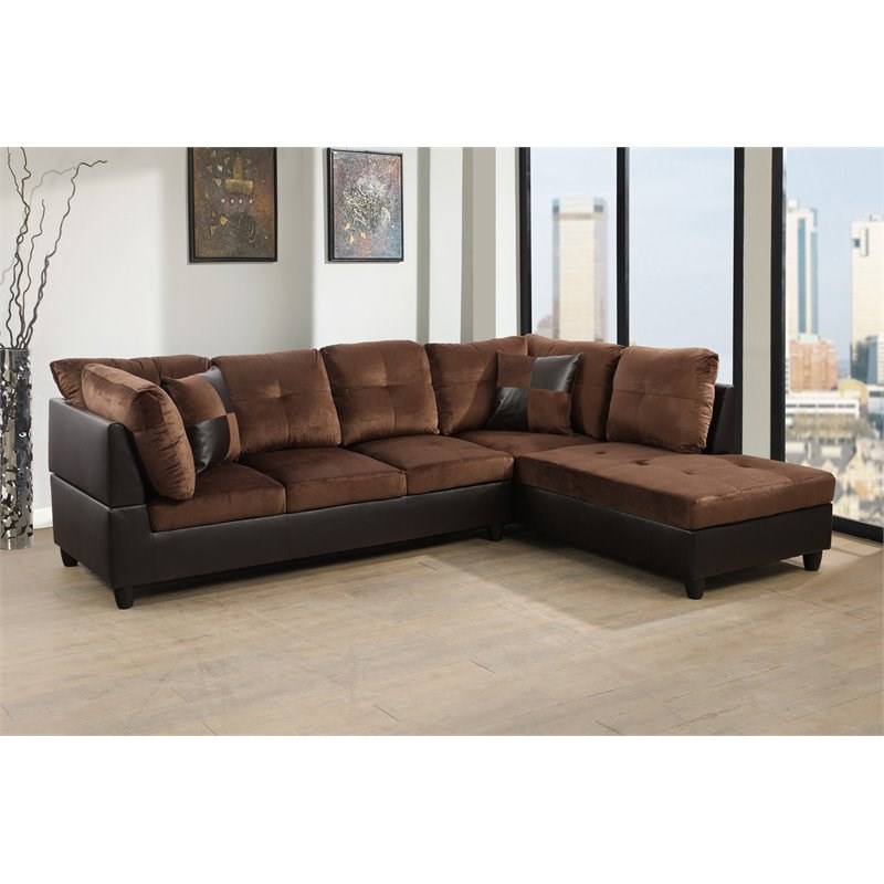 Star Home Living Corp Chris Fabric Right Facing Sectional in Chocolate
