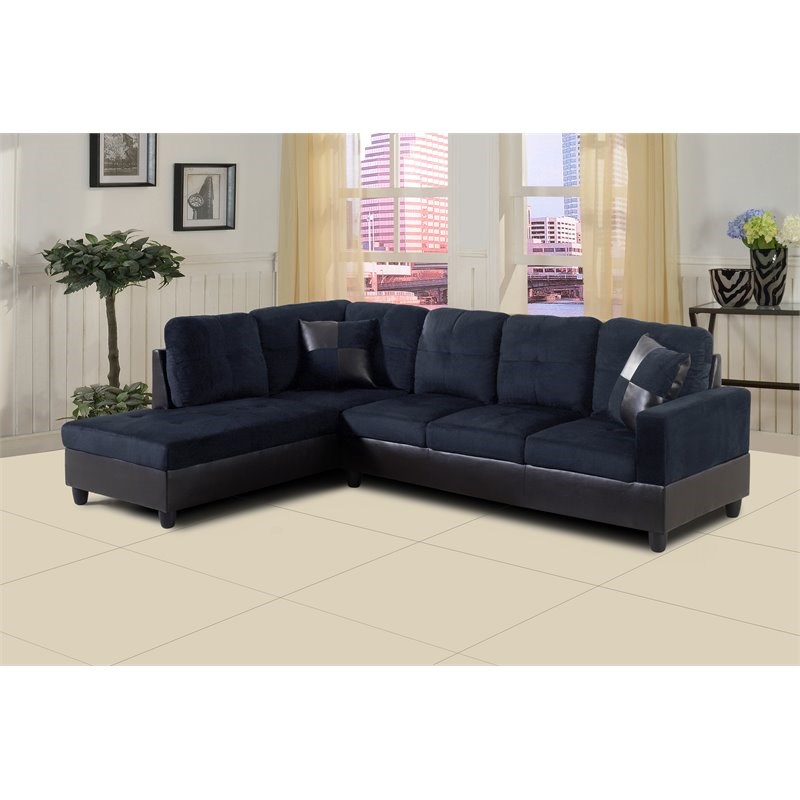 Star Home Living Corp Nina Fabric Left Facing Sectional in Mightnight Blue