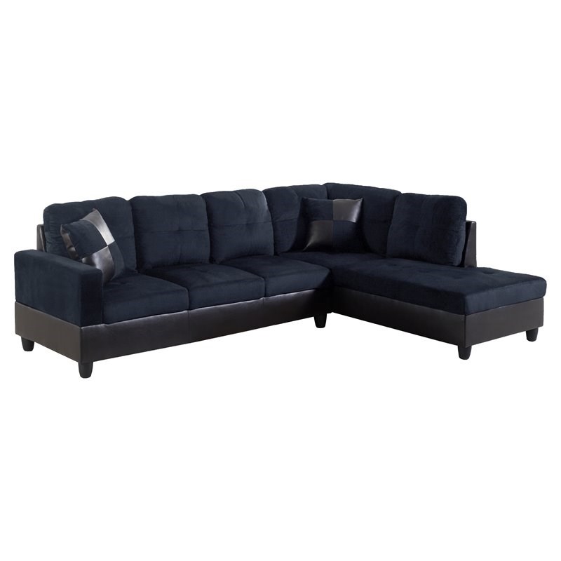 Star Home Living Corp Lisa Fabric Right Facing Sectional in Mightnight Blue