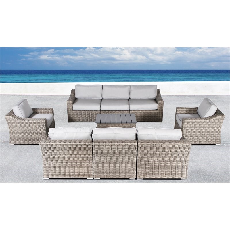 Living Source International 9-Piece Outdoor Conversation Set w/Cushions in Gray