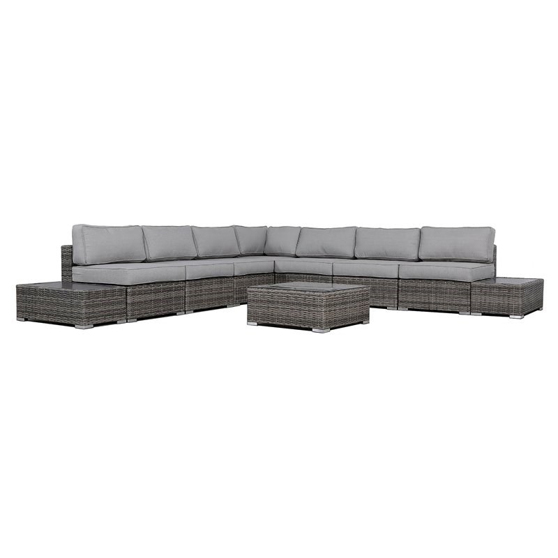Living Source International 10-Piece Wicker Sectional Set plus Cushions in Gray