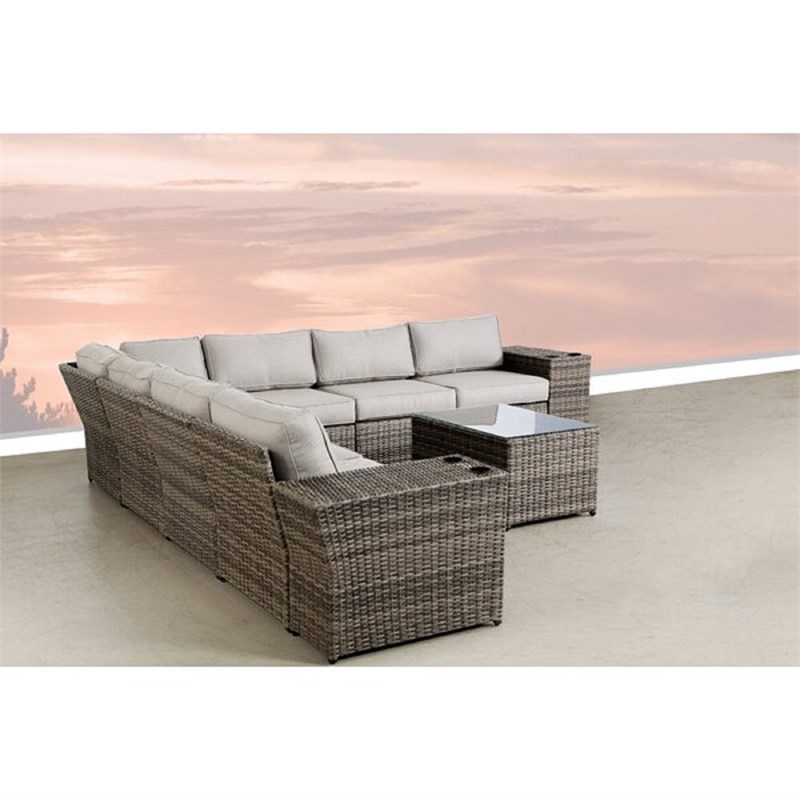 Living Source International 10-Piece Sectional Set with Cushions in Gray