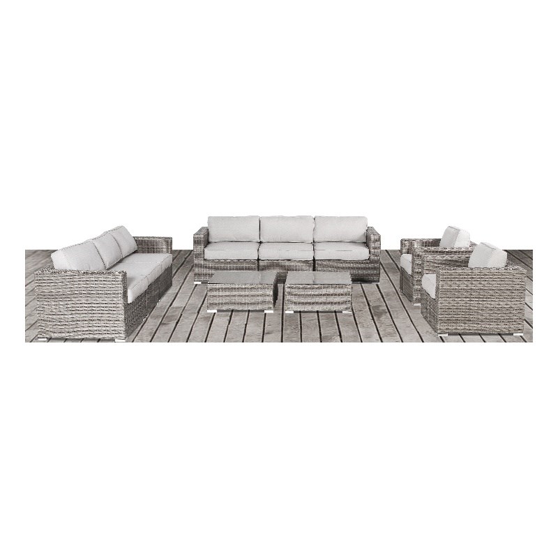 Living Source International 6-Piece Wicker Sectional Set with Cushion - Gray