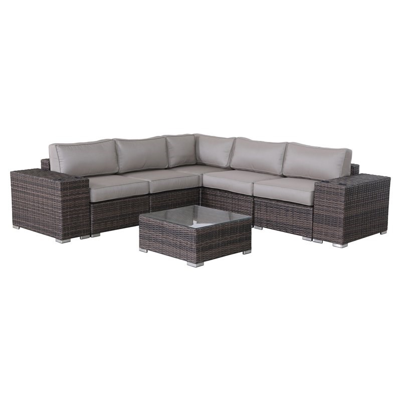 Piece Rattan Sectional Set W Cushions, Source Outdoor Furniture Reviews