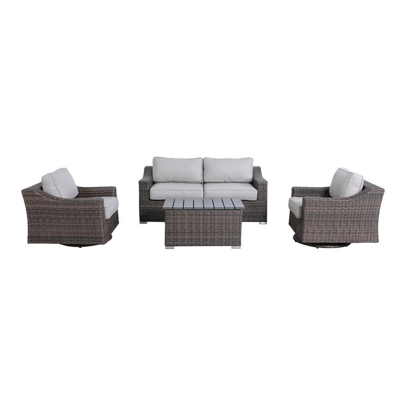 Living Source International 5-Piece Sectional Group with Cushions in Brown/Gray