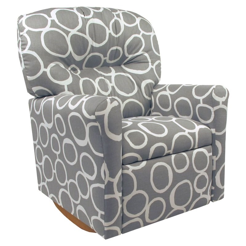 Dozydotes Contemporary Freehand Storm Cotton Kid Rocker Recliner in Gray