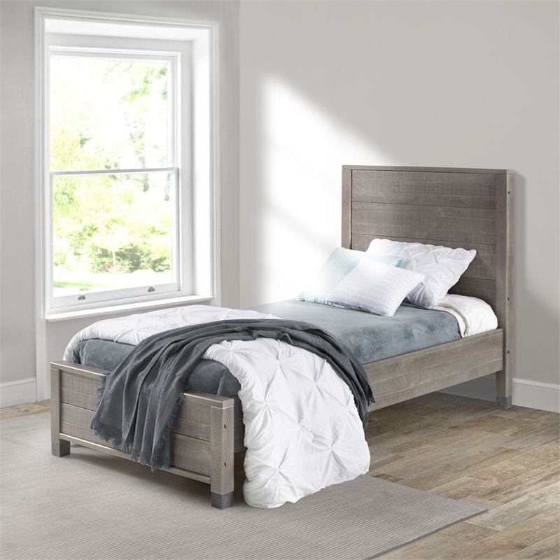 Camaflexi Baja Solid Wood Twin Platform Bed in Driftwood Gray