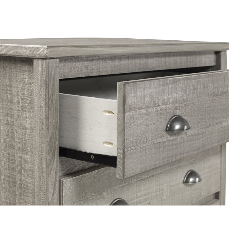 Camaflexi Baja Solid Wood 5-Drawer Bedroom Chest in Driftwood Gray
