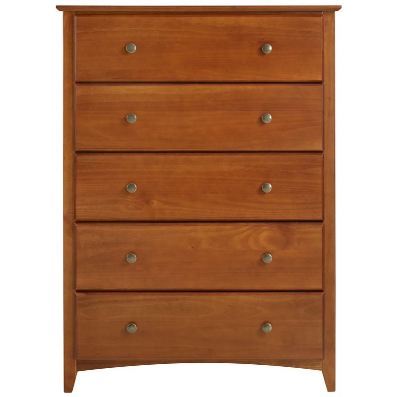 Camaflexi Shaker Style Solid Wood 5-Drawer Bedroom Chest in Cherry