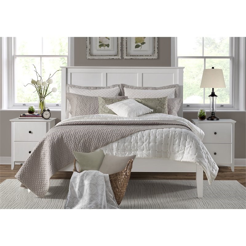 Camaflexi Shaker Style Solid Wood Full Panel Platform Bed in White