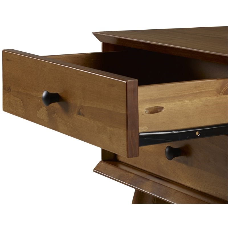 Camaflexi Mid-Century Solid Wood 2-Drawer Nightstand in Castanho Brown