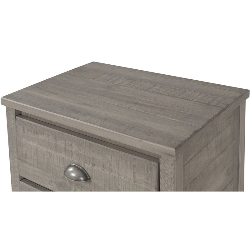 Camaflexi Baja Solid Wood 2-Drawer Nightstand in Driftwood Gray