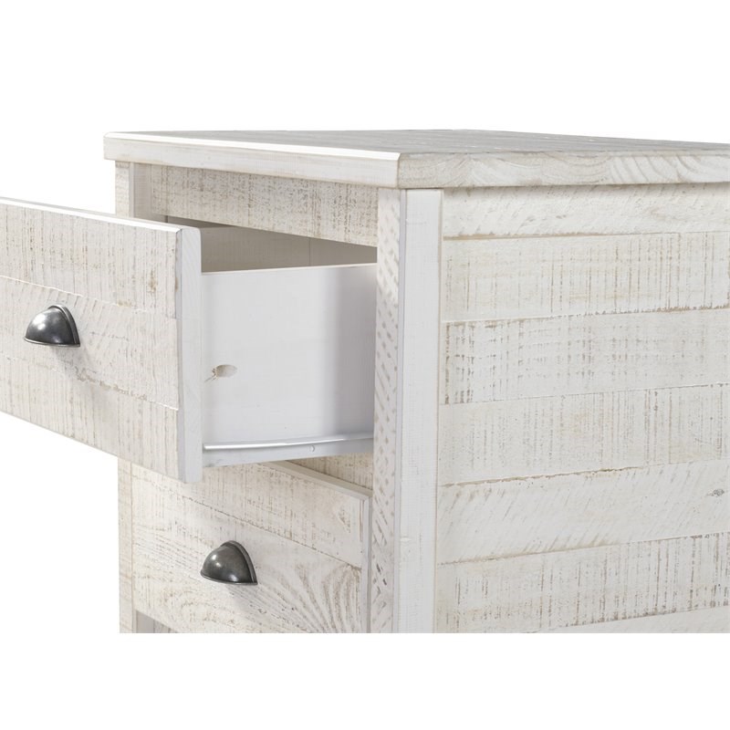 Camaflexi Baja Solid Wood 2-Drawer Nightstand in Shabby White