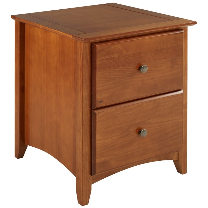 Camaflexi Shaker Style Solid Wood 2-Drawer Nightstand in Cherry