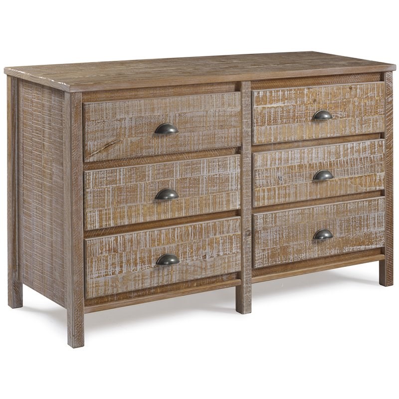 Camaflexi Baja Solid Wood 6-Drawer Bedroom Dresser in Barnwood