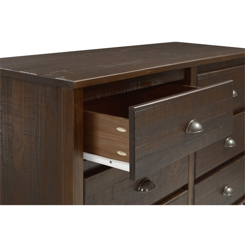 Camaflexi Baja Solid Wood 6-Drawer Bedroom Dresser in Walnut