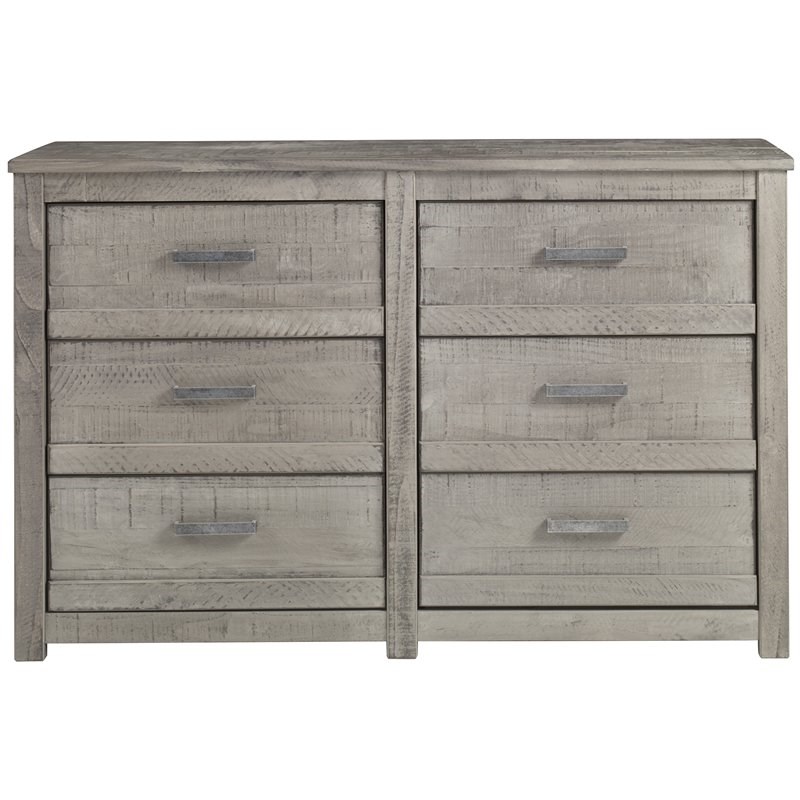 Camaflexi Carmel Solid Wood 6-Drawer Bedroom Dresser in Antique Gray