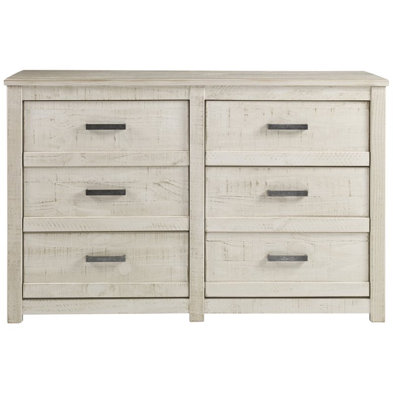 Camaflexi Carmel Solid Wood 6-Drawer Bedroom Dresser in Antique White
