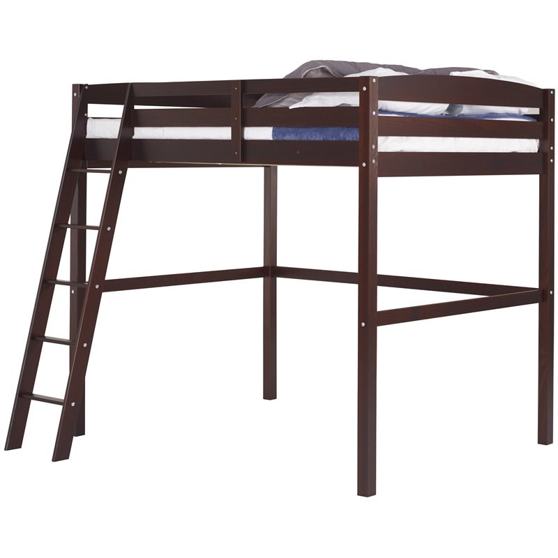 Camaflexi Tribeca Solid Wood High Loft Bed Frame Full in Cappuccino