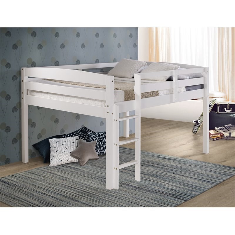 Camaflexi Tribeca Solid Wood Low Loft Bed Frame Full in White