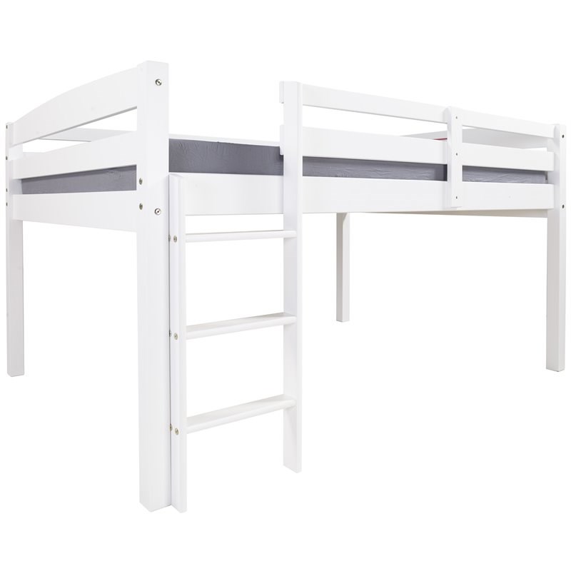 Camaflexi Tribeca Solid Wood Low Loft Bed Frame Full in White