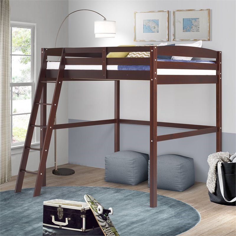 Camaflexi Tribeca Solid Wood High Loft Bed Frame Twin in Cappuccino
