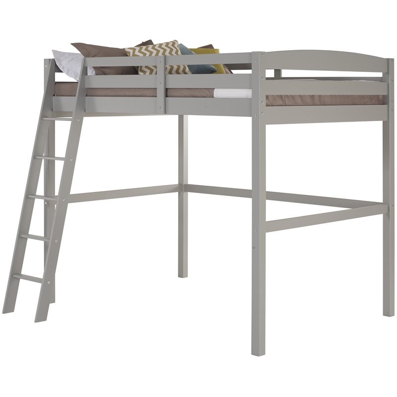 Camaflexi Tribeca Solid Wood High Loft Bed Frame Twin in Gray