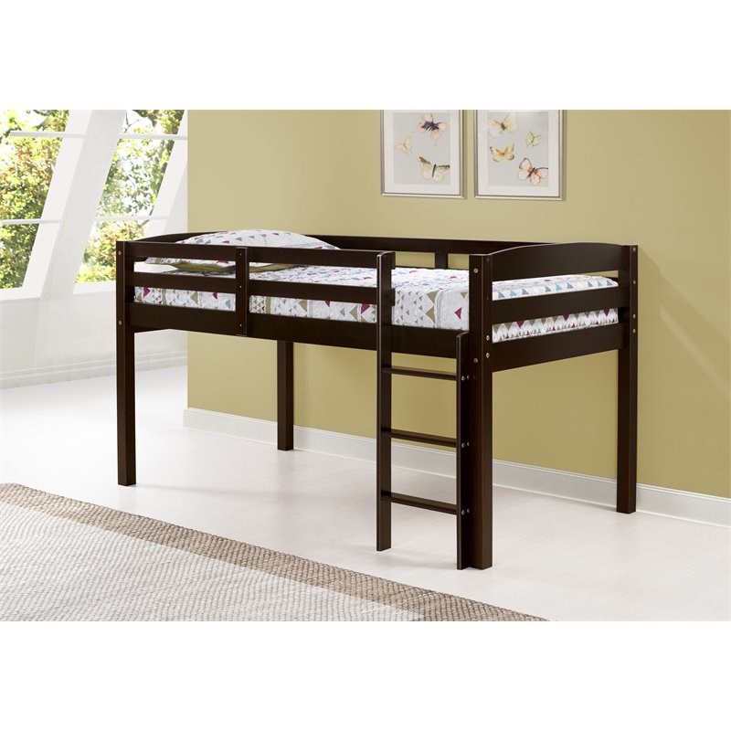 Camaflexi Tribeca Solid Wood Low Loft Bed Frame Twin in Cappuccino