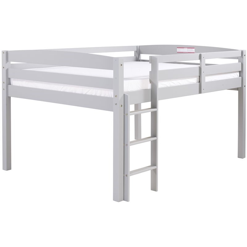 Camaflexi Tribeca Solid Wood Low Loft Bed Frame Twin in Gray