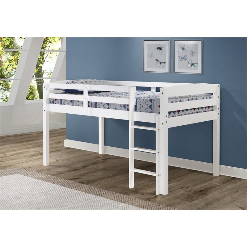 Camaflexi Tribeca Solid Wood Low Loft Bed Frame Twin in White