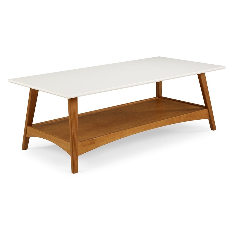 Mid Century Modern Coffee Table Castanho and White Finish