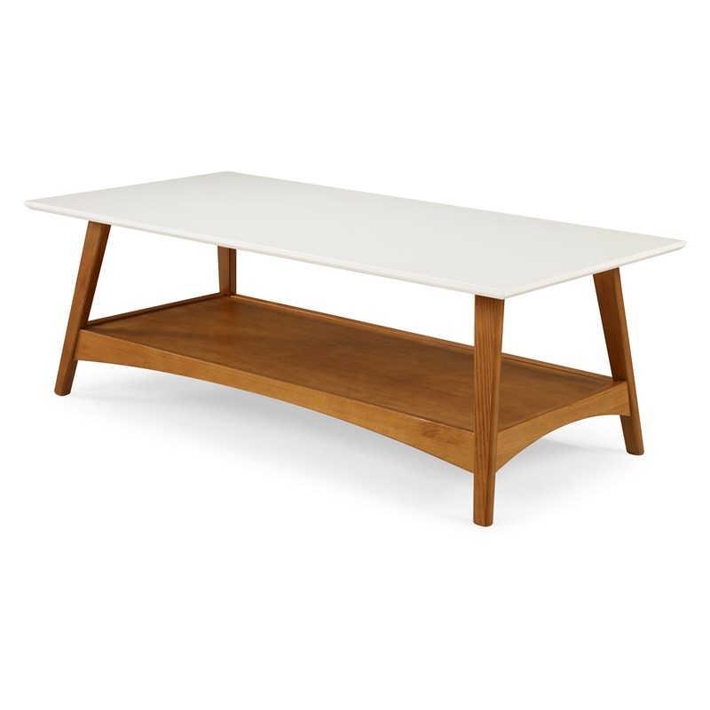 Mid Century Modern Coffee Table Castanho and White Finish