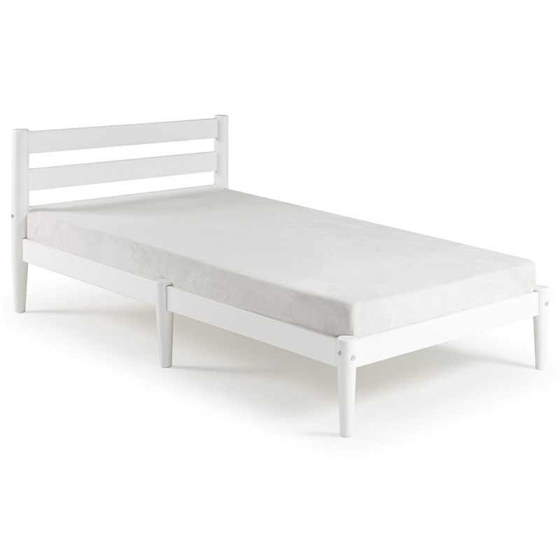 Camaflexi Mid-Century Twin Size Platform Bed - White Finish
