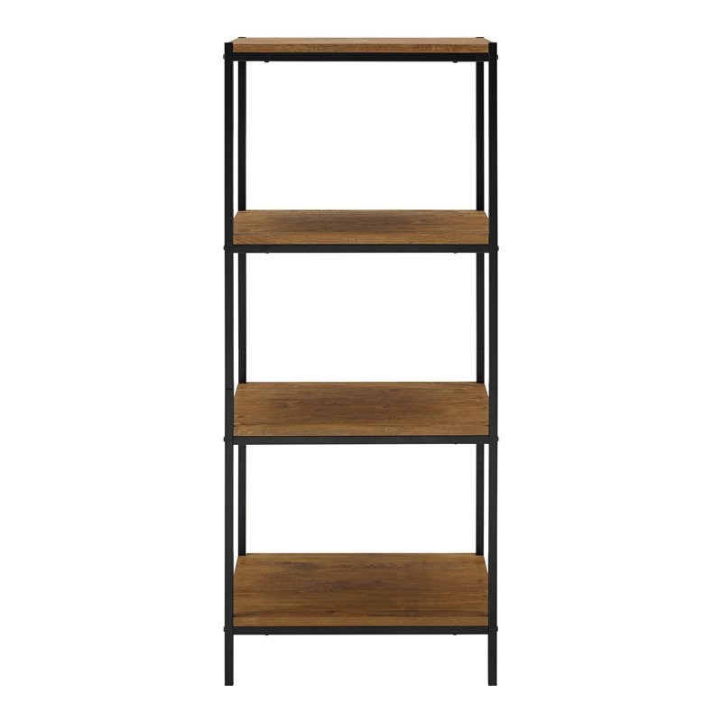 Caffoz 4-Tier Transitional Wood Bookshelf with Open Shelves in Oak Brown