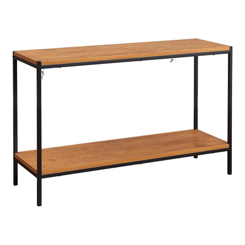 Caffoz Brooklyn Series Wood Console Table with Storage Shelf in Oak Brown