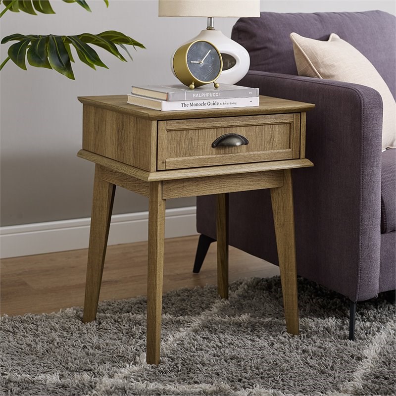 Caffoz Newport Wood End Table with Storage Drawer in Golden Oak