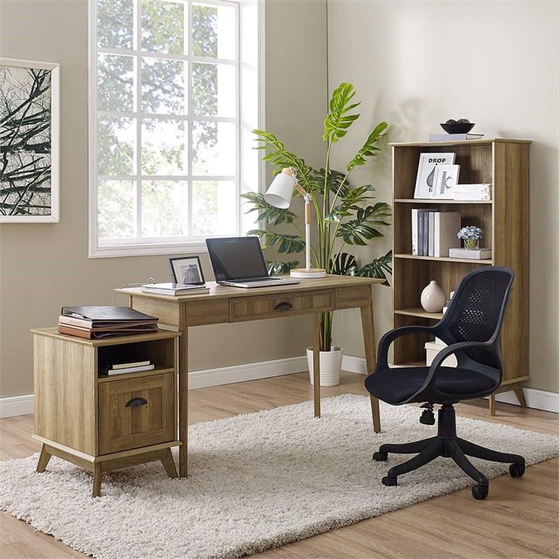 Caffoz Newport Series Wood Home Office File Cabinet with Drawer in Golden Oak