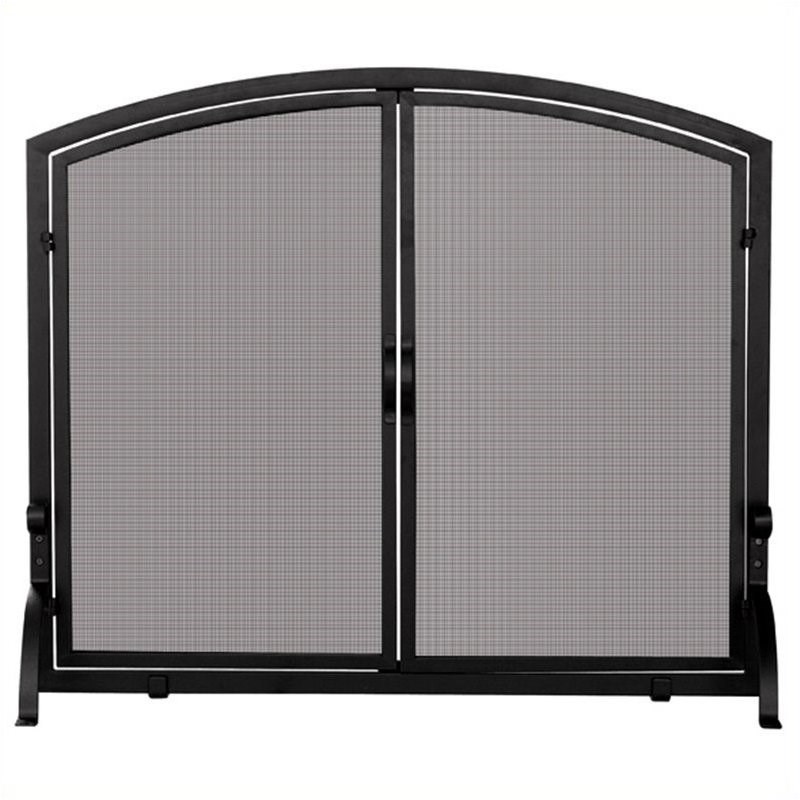 Uniflame Single Large Panel Black Wrought Iron Screen with Doors