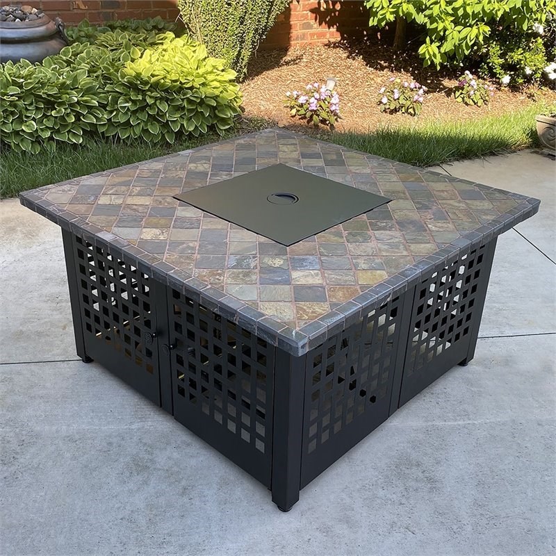 Uniflame Elizabeth 41 Square Slate, Uniflame Lp Gas Ceramic Tile Fire Pit Table