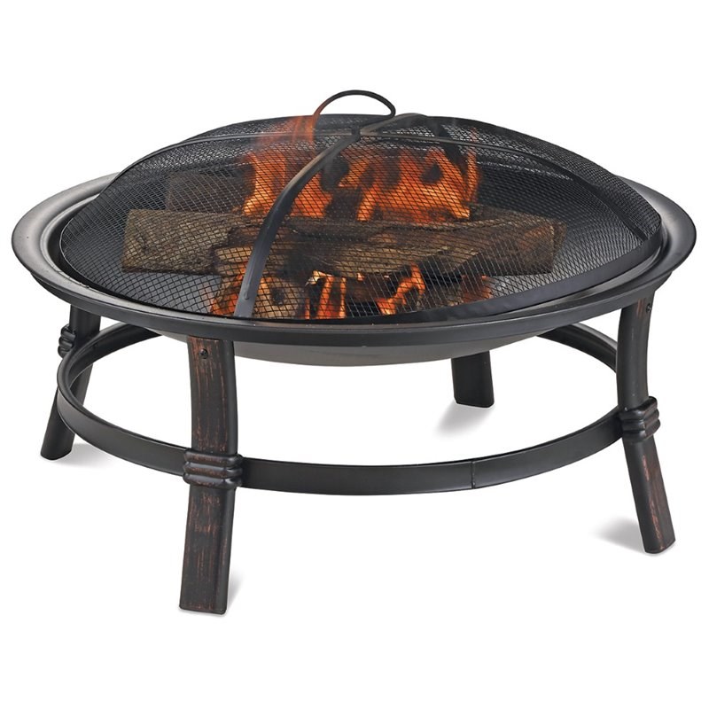 Uniflame Wood Burning Steel Spacious Bowl Shape Patio Fire Pit in Brushed Copper