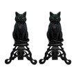 Uniflame Black Cast Iron Cat Andirons With Reflective Glass Eyes