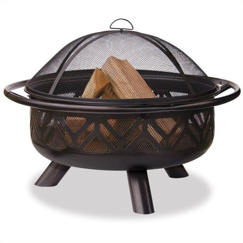 Uniflame Outdoor Firebowl with Geometric Design in Oil Rubbed Bronze