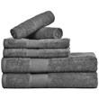Spitiko Homes Amelia Cotton Towel Set in Dark Gray (Set of 6)