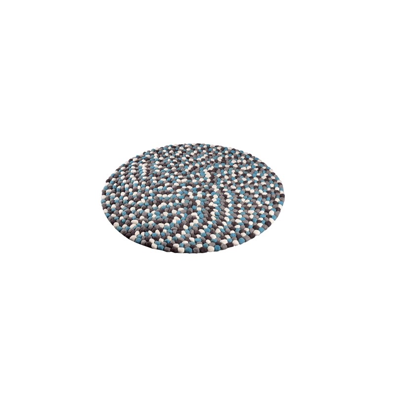 Spitiko Homes Round Wool Area Rug Blue/White/Black Color 35